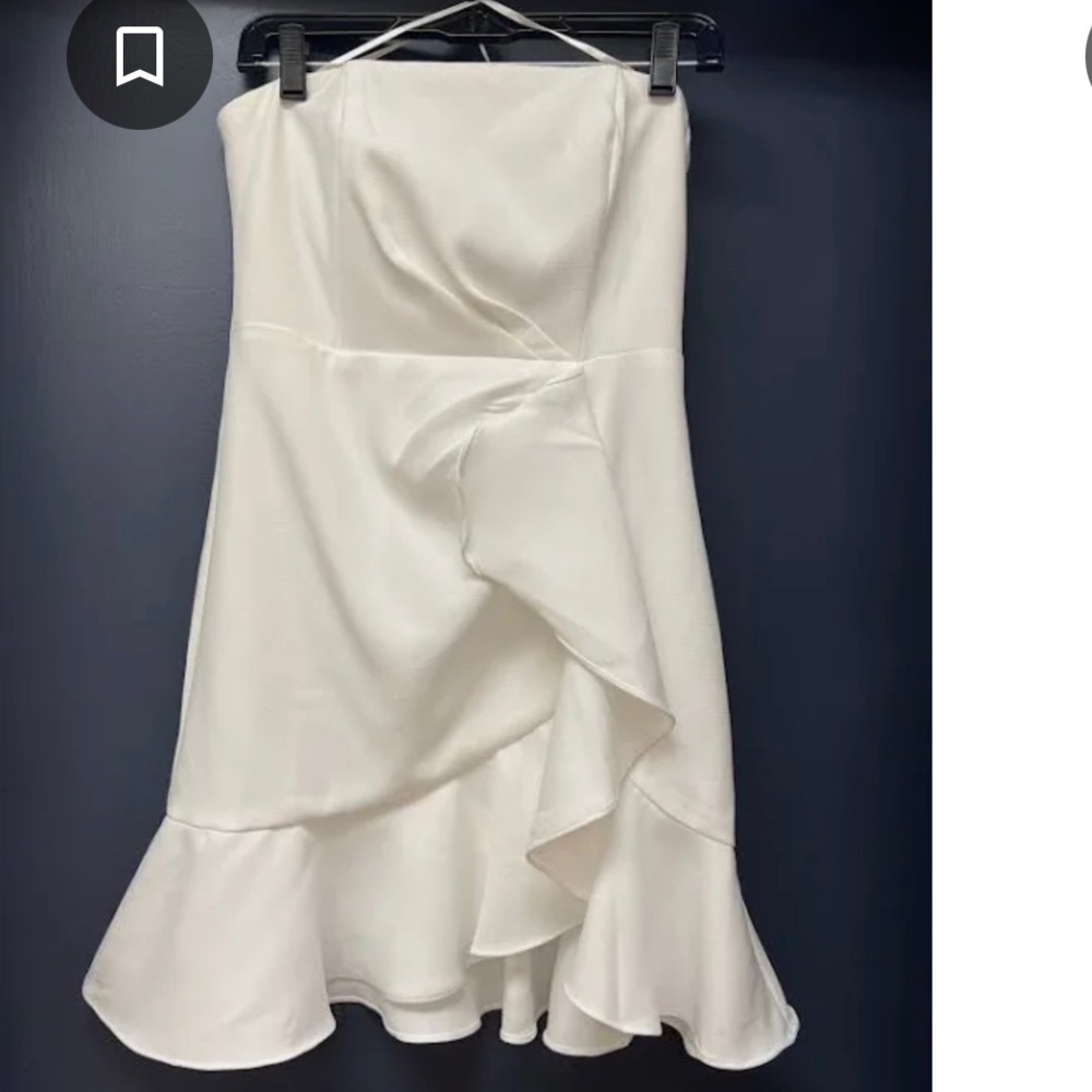 DO + BE white ruffle strapless dress